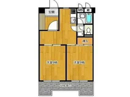 ダイアパレス大名702(2DK/7階)の間取り写真