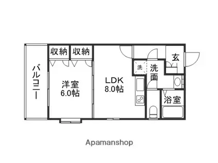 エステートモア博多(1LDK/8階)の間取り写真