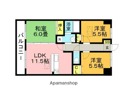 ルネス・コスモ(3LDK/5階)の間取り写真