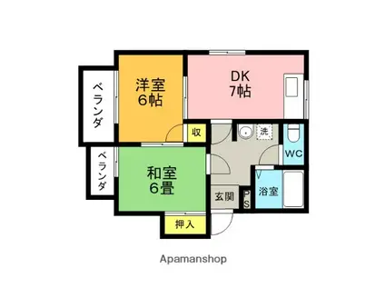 センダ・ハイツ・ハナセ(2DK/2階)の間取り写真