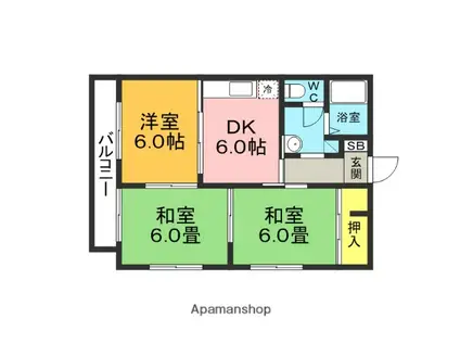 アンリシール(3DK/2階)の間取り写真