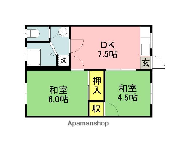 いわのビル(2DK/2階)の間取り写真