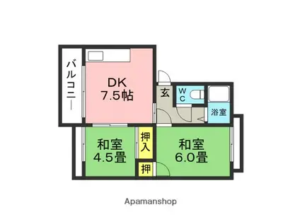 センダハイツ(2DK/1階)の間取り写真
