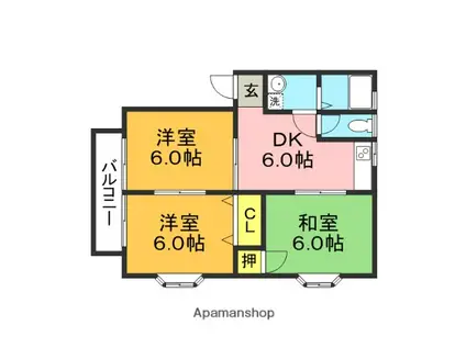 ファミール舞ノ浦(3DK/1階)の間取り写真
