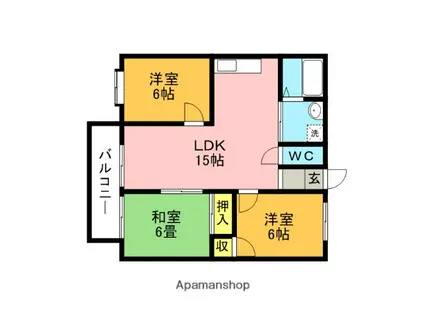 横田アパート(3LDK/2階)の間取り写真