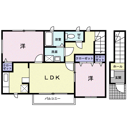 ブラビアコートⅠ(2LDK/2階)の間取り写真