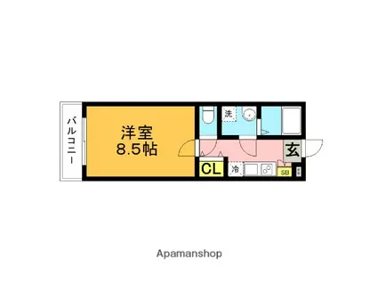 メルディアン九工大前(1K/2階)の間取り写真