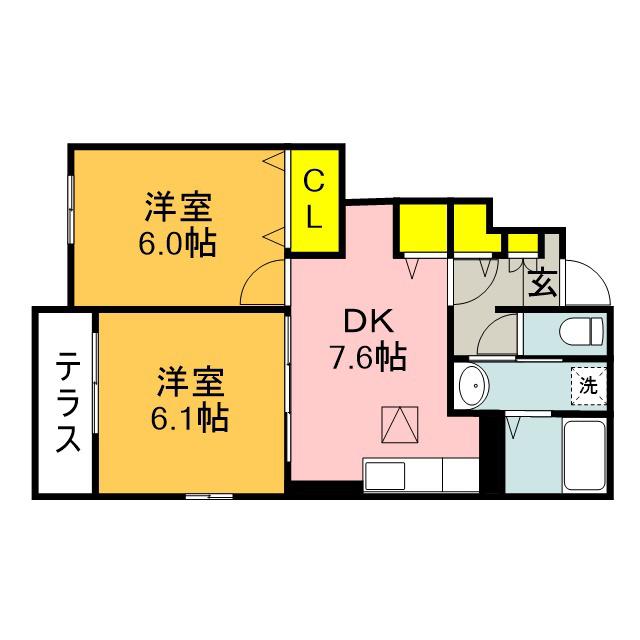 グランベル 和田(2DK/1階)の間取り写真