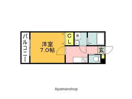 ファインフォレスタ近大前(1K/1階)の間取り写真