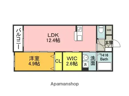 グランドゥール立岩(1SLDK/1階)の間取り写真