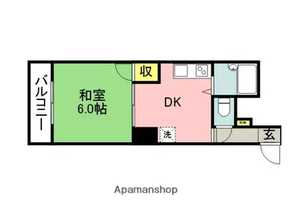 英成レジデンス(1DK/3階)の間取り写真