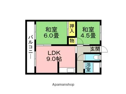 第2みどりコーポ(2LDK/2階)の間取り写真
