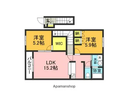 グランドセフトオートジー1(2LDK/2階)の間取り写真