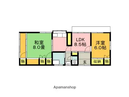 福岡県飯塚市 1階建 築51年(2LDK)の間取り写真