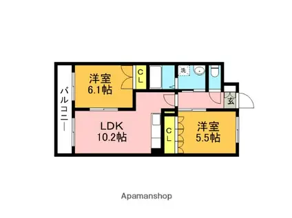 コンフォースイイヅカ1(2LDK/1階)の間取り写真