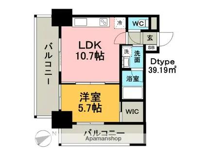 RJRプレシア吉塚駅前(1LDK/6階)の間取り写真