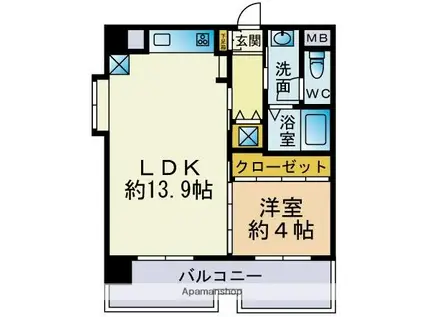ライオンズマンション博多駅南第3(1LDK/9階)の間取り写真