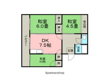 カヤシマコーポ(3DK/3階)の間取り写真