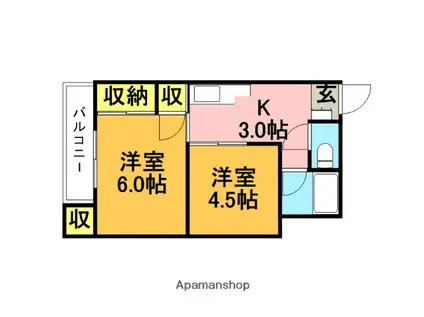 白川ビル(2K/3階)の間取り写真