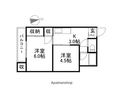 白川ビル(2K/2階)の間取り写真