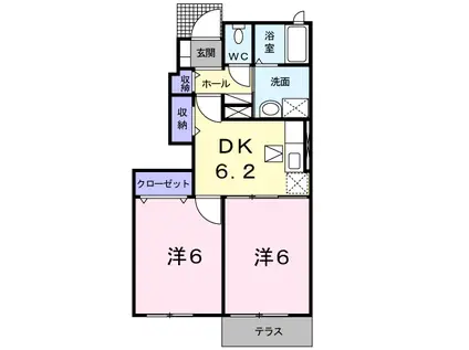 グリーンハイツ鷹取(2DK/1階)の間取り写真