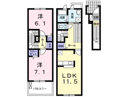 アーバンリーム弐番館(2LDK/2階)の間取り写真