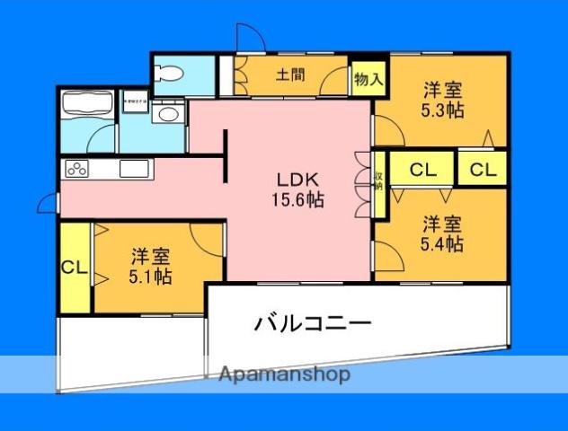 カルシア姪浜ノヴァリア(3LDK/2階)の間取り写真