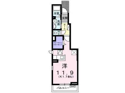 マーベラスⅡ(ワンルーム/1階)の間取り写真