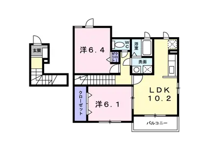ボヌ-ルエスパスⅢ番館(2LDK/2階)の間取り写真