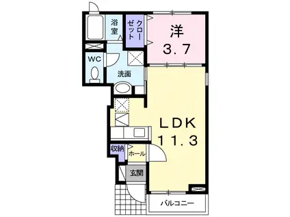 メビウス鏡Ⅳ番館(1LDK/1階)の間取り写真