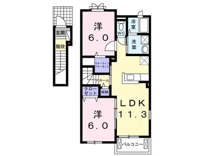 リシェス A(2LDK/2階)の間取り写真