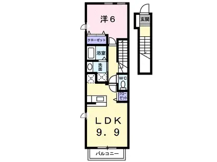 カーサ ミロワール(1LDK/2階)の間取り写真