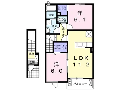 ハーモニー A(2LDK/2階)の間取り写真