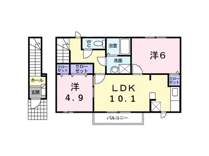 プロムローズ(2LDK/2階)の間取り写真