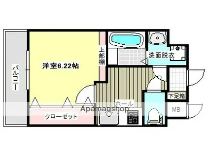 パラシオン周船寺(1K/2階)の間取り写真