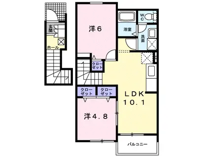 ブルックロードK(2LDK/2階)の間取り写真
