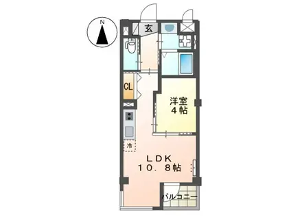 ユニヴァリィ麻生(1LDK/3階)の間取り写真