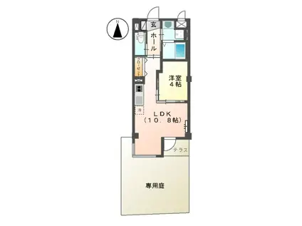 ユニヴァリィ麻生(1LDK/1階)の間取り写真