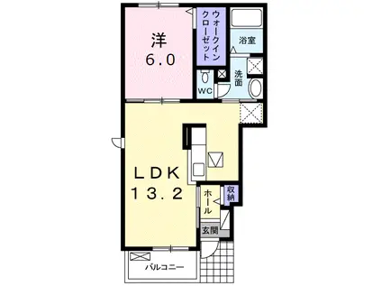 CASA 3(1LDK/1階)の間取り写真