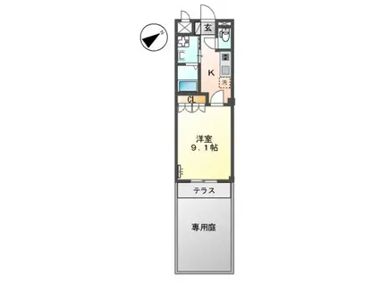 PLASIR(1K/1階)の間取り写真