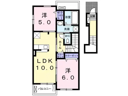 ピュア・ジュネスA(2LDK/2階)の間取り写真