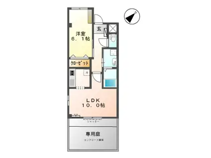 サクシード1(1LDK/1階)の間取り写真