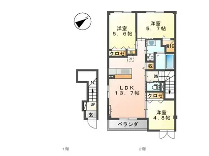 エスポワールSKⅡ(3LDK/2階)の間取り写真