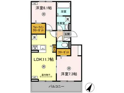 武雄プロジェクト A棟(2LDK/3階)の間取り写真