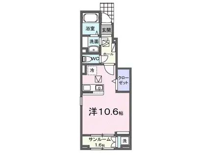 ホーリープレイス唐津 Ⅰ(ワンルーム/1階)の間取り写真