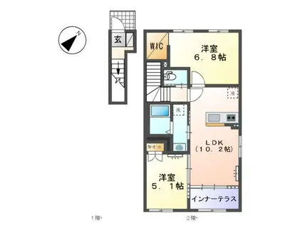 東唐津アパート(2LDK/2階)の間取り写真