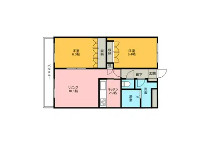 ミストラルⅡ(2LDK/2階)の間取り写真