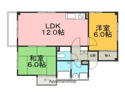 サンガーデン旭D(2LDK/2階)の間取り写真