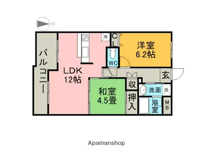 ネバーランドⅡ(2LDK/4階)の間取り写真