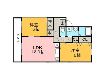 サニーホームズ宮ノ陣(2LDK/2階)の間取り写真